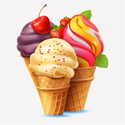 Premium AI Image There Are Three Ice Cream Cones With Different