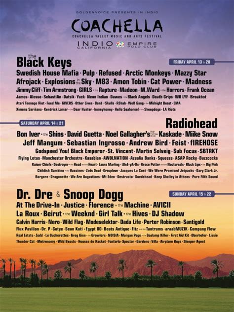 Coachella 2012 Lineup Announced; Dr. Dre & Snoop Dogg Headlining ...