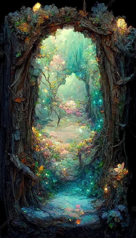 Premium Photo Fantasy Magic Portal In Mystic Fairy Tale Forest Fairy