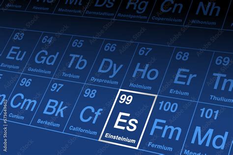 Einsteinium On Periodic Table Radioactive Transuranic Metallic Element