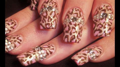 Leopard Nails Designs With Diamonds