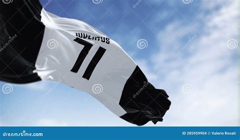 Juventus Football Club Flag Waving In The Wind Juventus FC 3d Render