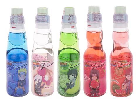 Naruto Ramune 5 Pack Variety Japanese Soda Marble Soft Drink 5 Flavors