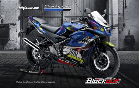 Jual Decal Ninja 150 RR New Sharky 02 1 Warna Biru Atau Hitam Sticker