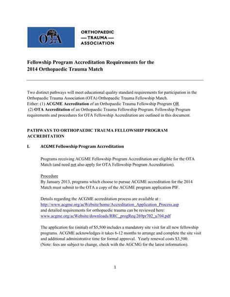 Orthopaedic Trauma Fellowship Accreditation Guidelines