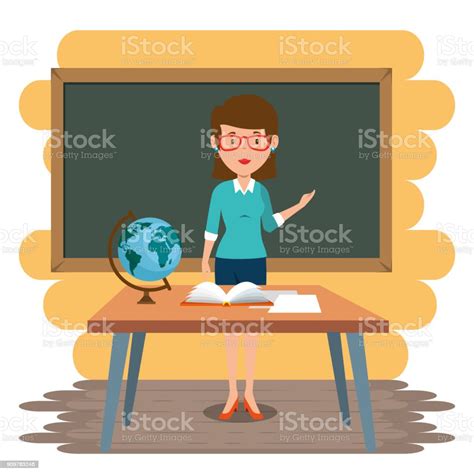 Woman Teacher In The Classroom Stock Illustration Download Image Now