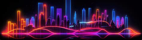 Premium AI Image | A neon cityscape with a cityscape in the background