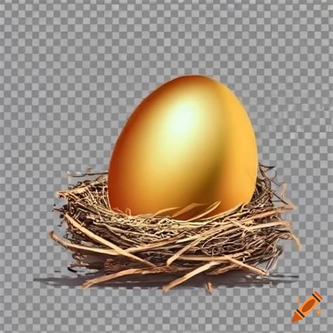 Golden Egg In A Nest On Transparent Background