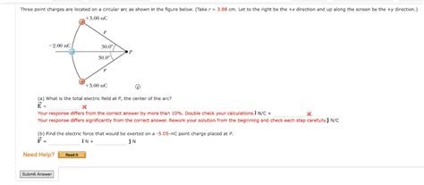 Solved Three Point Charges Are Located On A Circular Ar