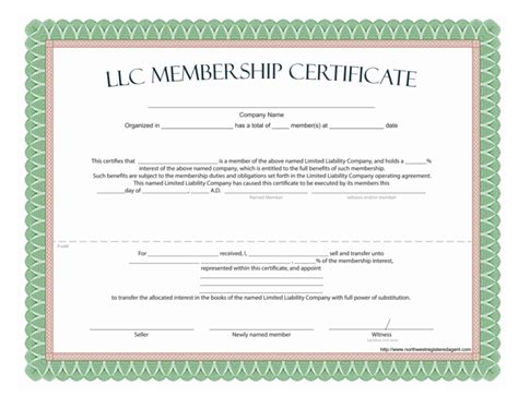 Llc Membership Certificate Template Professional Template