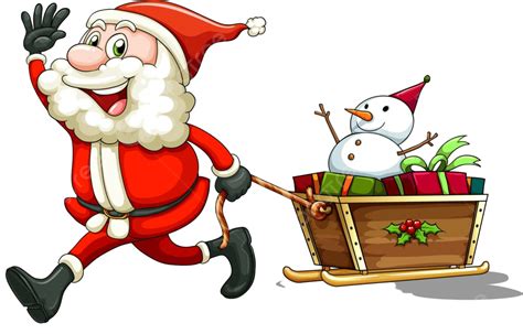 A Smiling Santa Pulling A Sleigh Gifts Vector Male Vector Gifts