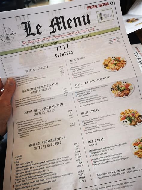 Speisekarte von La Petite Fourchette, Grimbergen, Romeinsesteenweg 620/622