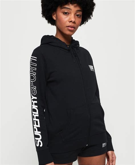 Womens Core Sport Zip Hoodie In Black Superdry Uk