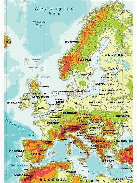 Physical Map Of Europe Rivers And Mountains United States Map