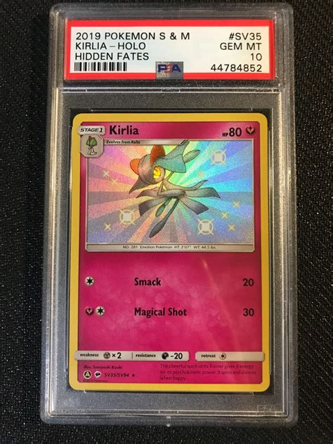 Psa Gem Mint Kirlia Sv Hidden Fates Shiny Vault Holo Pokemon Card