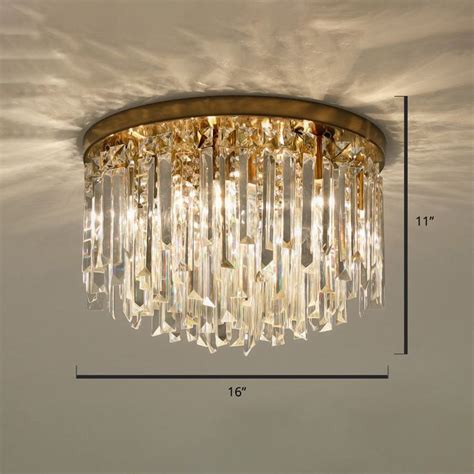 Modern Round K9 Crystal Flush Mount Ceiling Light For Bedroom