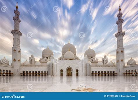 Sheikh Zayed Grand Mosque Abu Dhabi Evening Minarets United Arab Stock