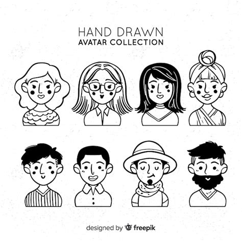 vector hand drawn avatar collection