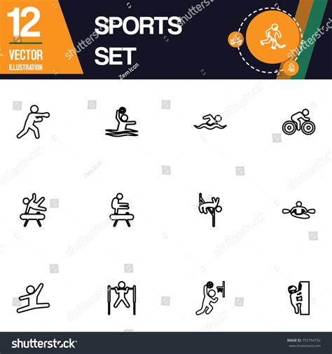 Sport Icon Collection Vector Set Royalty Free Stock Vector 755794792