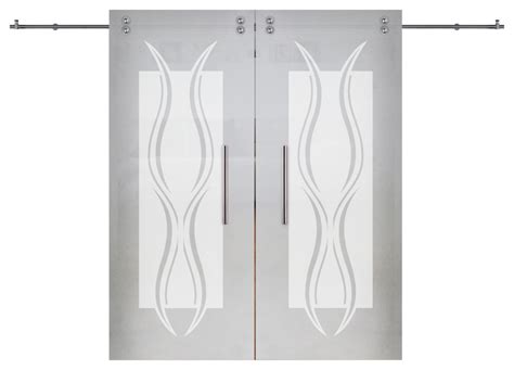 Double Sliding Glass Barn Door Design V2000 2x 32 X84 Contemporary Interior Doors By