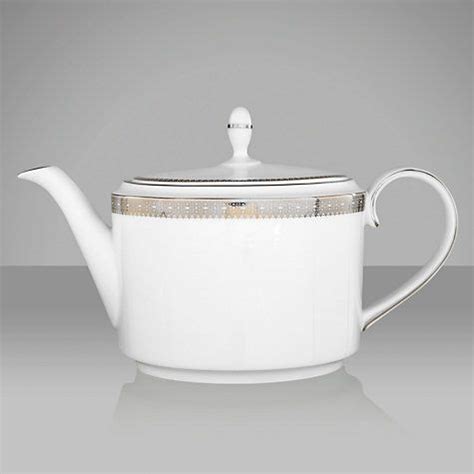 Vera Wang For Wedgwood Lace Platinum Teapot L White Silver Tea