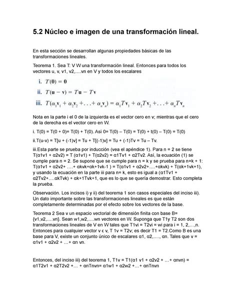 5 2 Núcleo e imagen de una transformación lineal En esta sección se