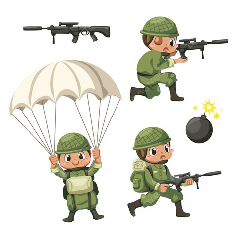 Soldier Army Cartoon Vector Png Images Set Of Man With Army Soldiers