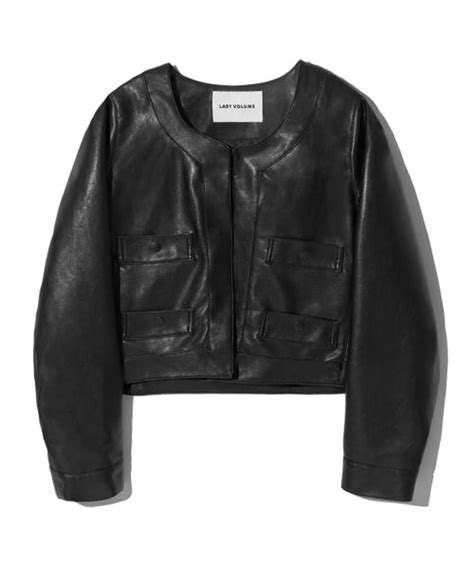 Musinsa Lady Volume Vegan Leather Jacket Black