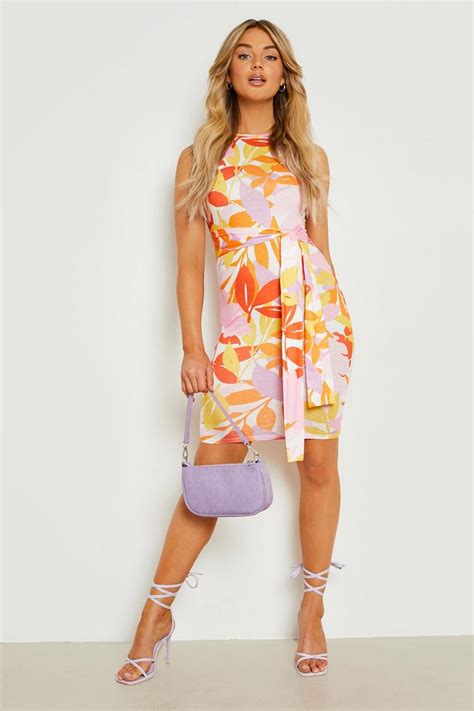 Womens Floral Racer Tie Front Midi Dress Boohoo Uk