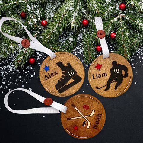 Hockey Ornaments Personalized Christmas T Ornament Customized Wooden