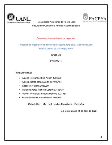 Comunicacion Ev Evidencia Universidad Aut Noma De Nuevo Le N