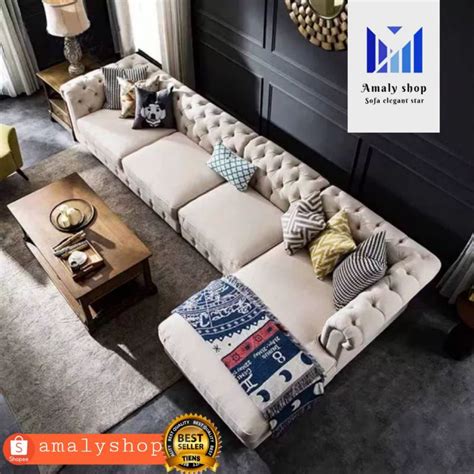 Jual Sofa Minimalis L Sudut Sofa Casterfield Gaya Eropa Kualitas