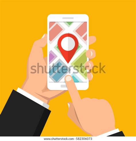 Hand Holding Smartphone Touching Screen Mobile Stock Vector Royalty Free 582306073 Shutterstock