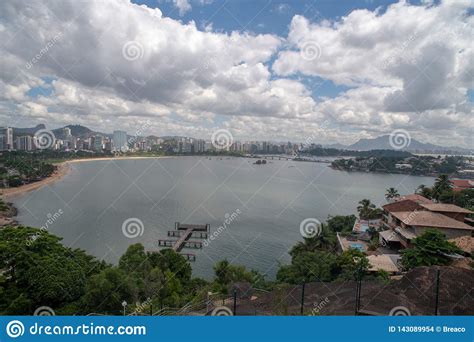 Praia Do Canto Vitoria Brazil Hotel Senac Holidays Pier Sol Beach Stock