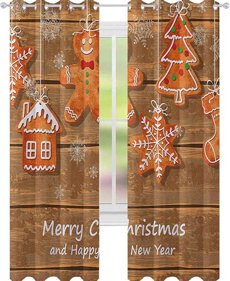 YUAZHOQI Gingerbread Man Room Darkening Window Curtains Funny