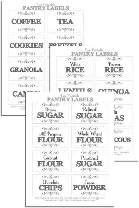 Download For Free More Colors Available Free Pantry Labels Kitchen