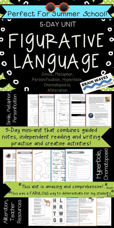 Figurative Language Unit 6 Figures Of Speech Worksheets Lessons