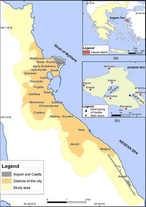 Location Map Of The Districts Of Mytilene Showing Lesvos Island A