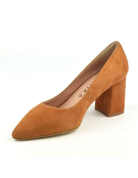 Escarpins Bouts Pointus Cuir Daim Cognac Xa Xaira