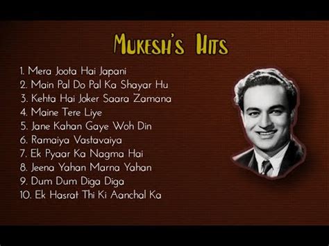 Mukesh Songs Top Hits Of Mukesh Youtube