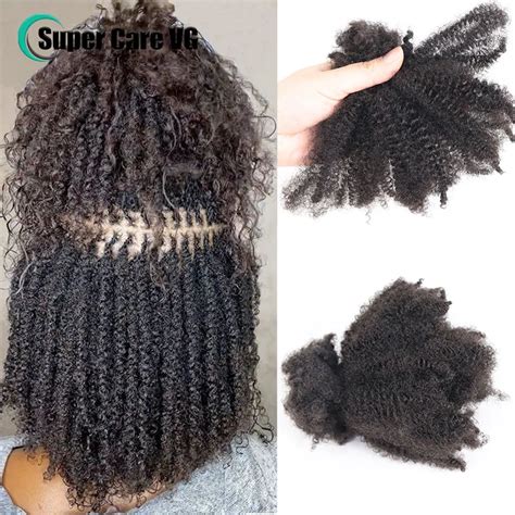 Extensions De Cheveux Afro Cr Pus Boucl S Noirs Cheveux Humains En Vrac