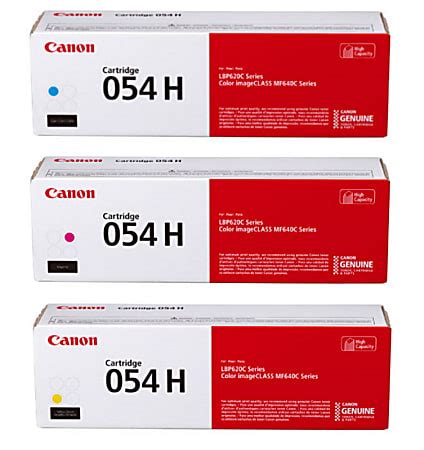 Canon 054H Cyan Magenta Yellow High Yield Toner Cartridges Combo Pack