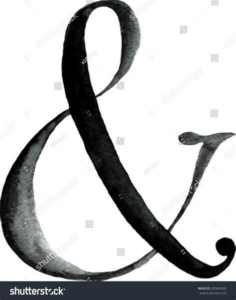 Watercolor Hand Drawn Ampersand Symbol Vector Stock Vector Royalty