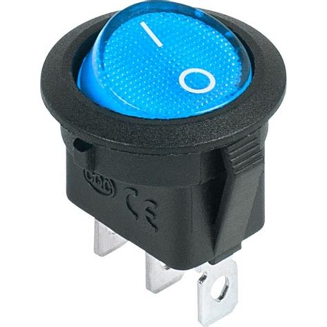 Выключатель клавишный REXANT 12V 20А (3с) ON-OFF круглый, синий с ...