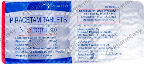 Nootropil 800 Mg Tablet 30 Uses Side Effects Price And Dosage