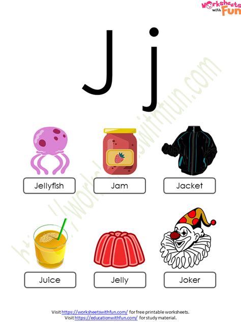 Topic Letter J And J Worksheets English Preschool Wwf