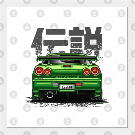 Monster Skyline GTR R34 Envy Green Nissan Skyline R34 Posters And