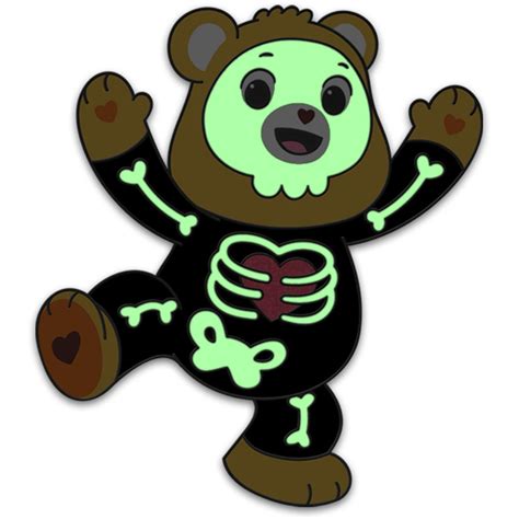 Care Bears Halloween Skeleton Tenderheart Bear Glow In The Dark Enamel