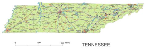 Tennessee State vector road map. | Your-Vector-Maps.com