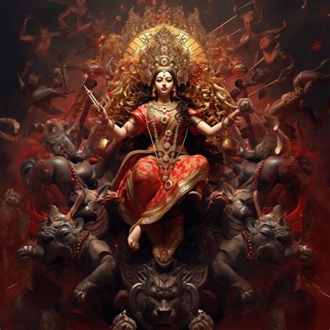 Premium Ai Image Devi Durga Puja 2023 Banner Poster Background